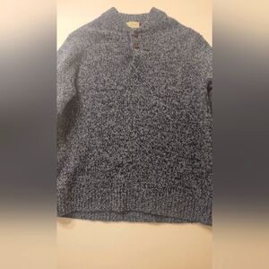 LL Bean 100% Lambswool Blue Knit Sweater with Button Details Medium